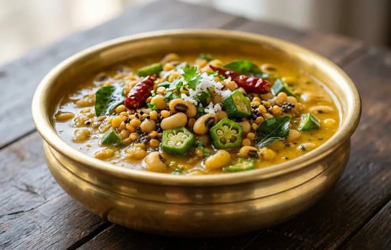 Alsande Bendi Huli, Steamed Basmati Rice and Cabbage Upkari - Recipe 1