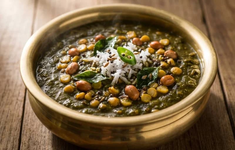 Aluchi Patal Bhaji with Steamed Basmati Rice - Recipe 1