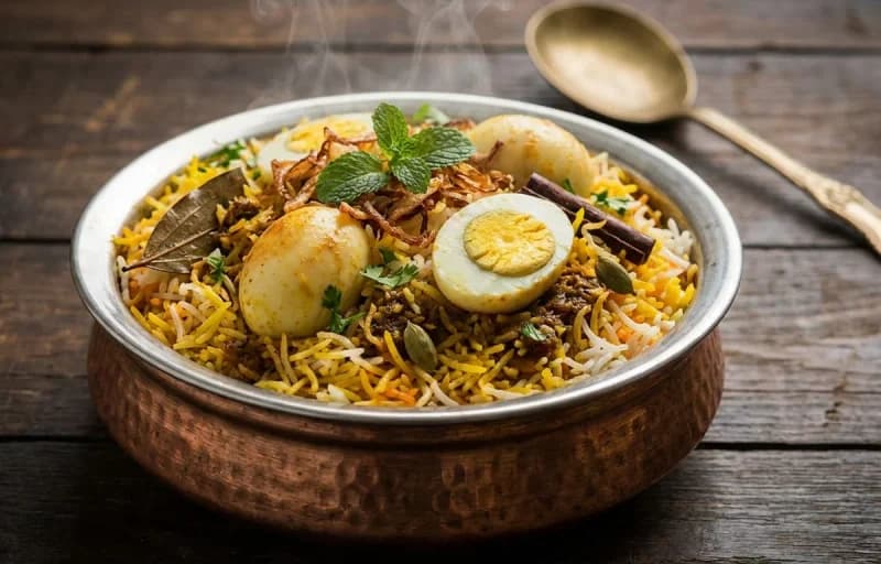 Anda Biryani, Burani Raita and Sirke Wale Pyaaz - Recipe 1