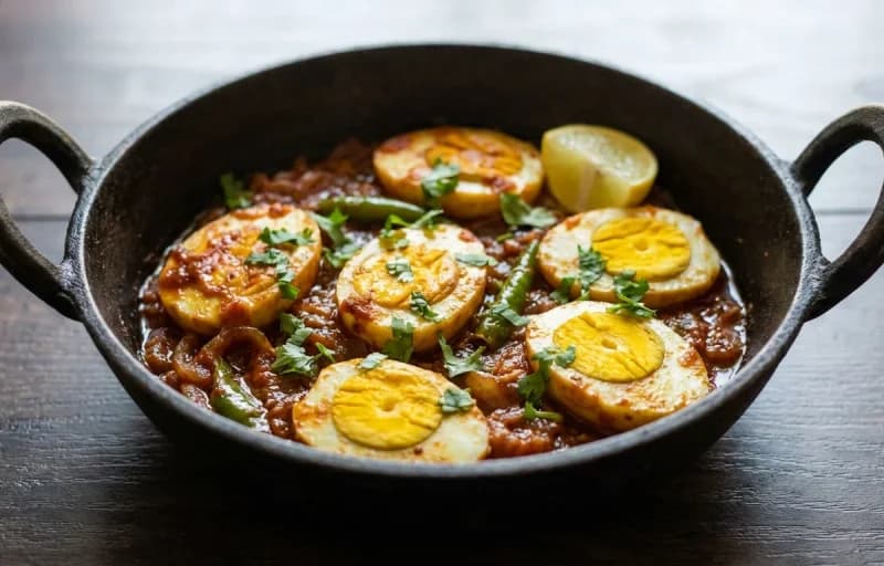 Anda Masala Fry, Pithla and Jowar Bhakri - Recipe 1