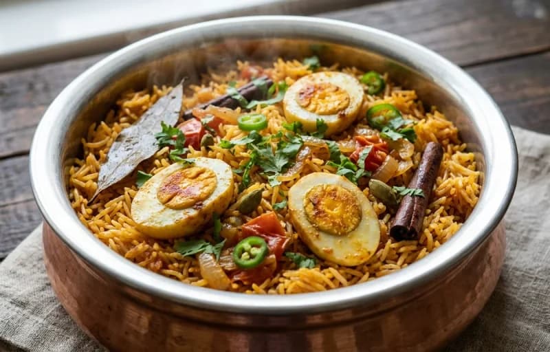 Anda Pulao, Mint Raita and Roasted Papad - Recipe 1