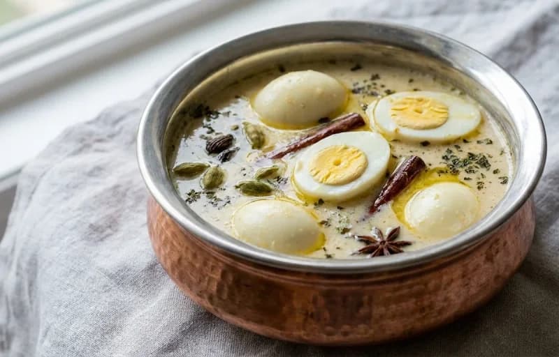 Anda Yakhni, Lavasa Bread and Kashmiri Dum Aloo - Recipe 1