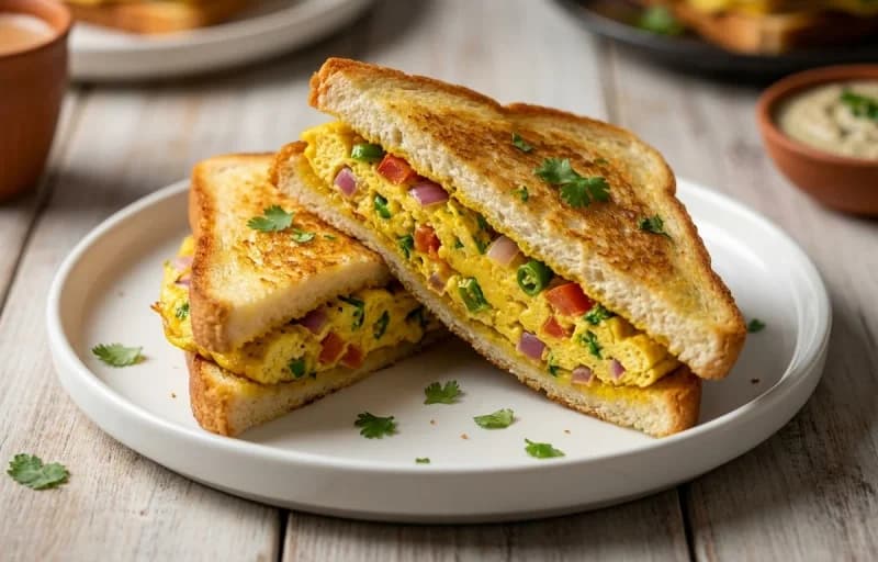Andhra Masala Omelette Sandwich