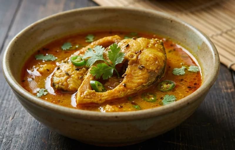 Assamese Sour Fish Curry, Joha Rice and Mati Dal - Recipe 1