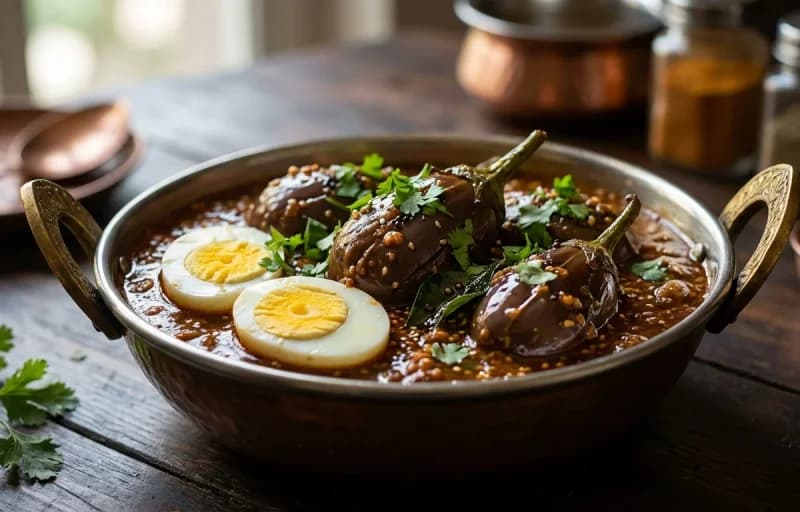 Bagara Baingan with Egg with Roti - Recipe 1