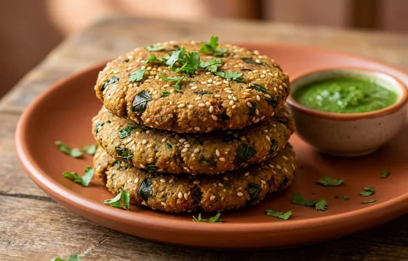 Bajra Methi Vada with Dry Garlic Chutney - Recipe 1