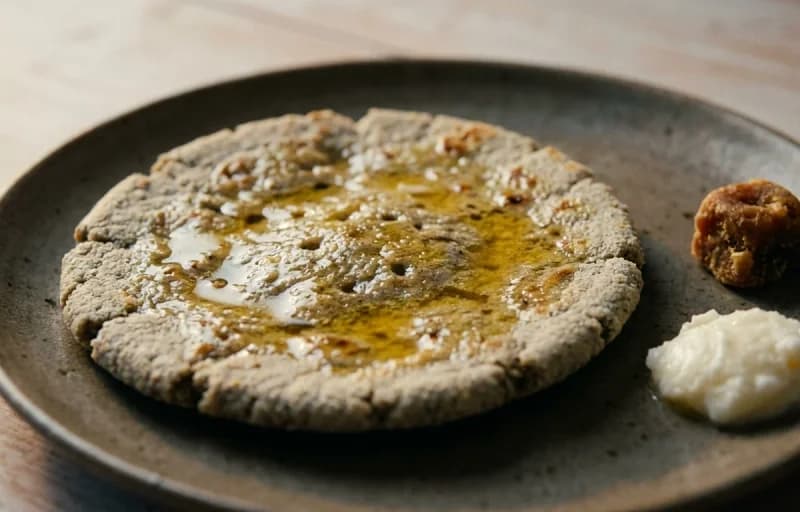 Chettinad Mutton Kaari, Bajra Rotlo, Ghee and Gud Chai - Recipe 2