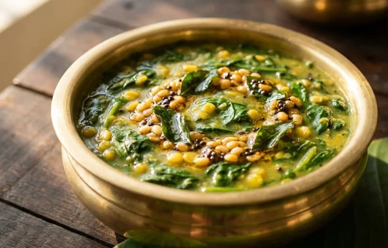 Boiled Rice, Basale Soppu Koddel and Potato Fry - Recipe 2