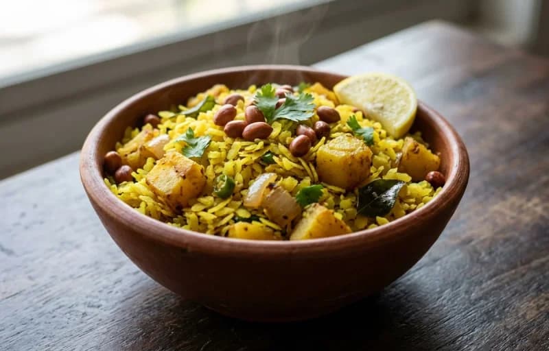 Batata Poha, Besan Sev and Lemon Wedge - Recipe 1