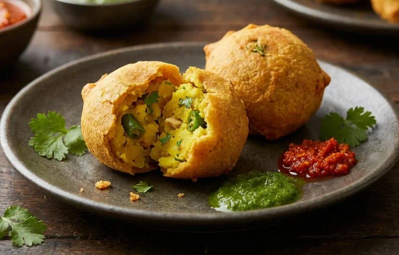 Batata Vada with Coriander Mint Chutney - Recipe 1