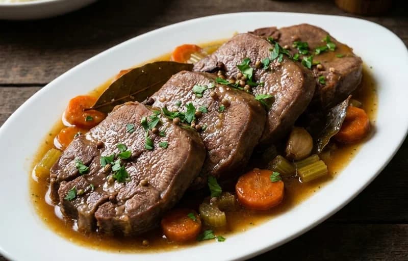 Beef Tongue, Boiled Potatoes and Steamed Peas - Recipe 1