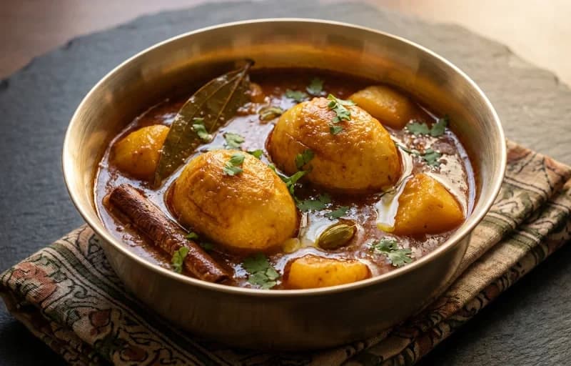 Ghee Rice, Bengali Anda Kosha and Kachumber Salad - Recipe 2