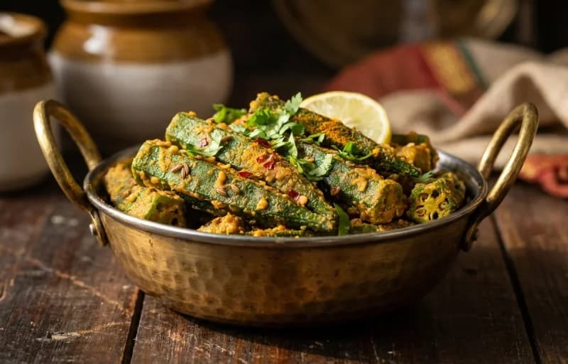 Besan Bhindi, Jowar Roti and Lehsun Chutney - Recipe 1