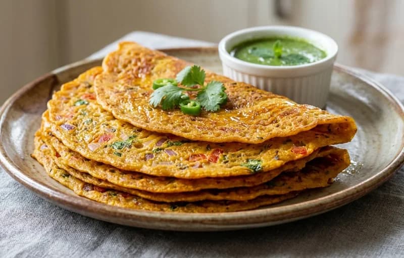 Besan Cheela with Mint Chutney - Recipe 1