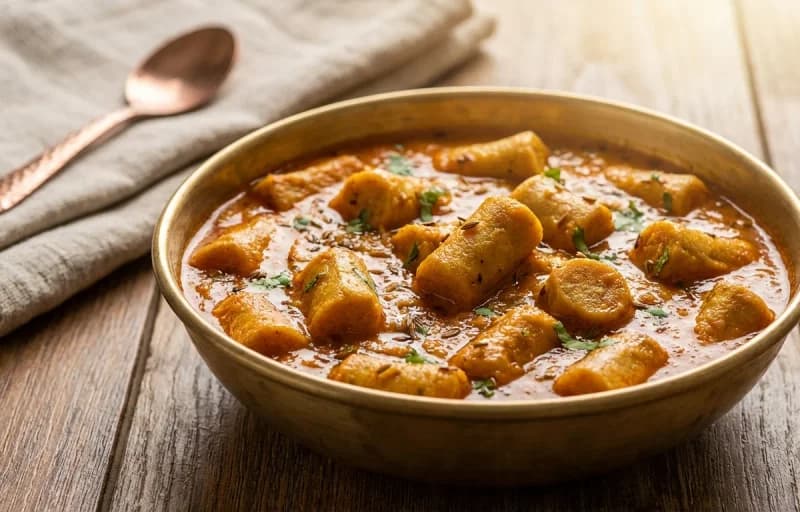 Besan Gatte ki Sabzi, Bajra Roti and Lehsun Chutney - Recipe 1