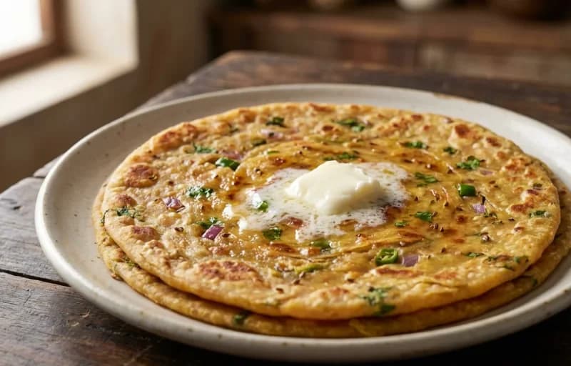 Besan Paratha with Mango Pickle - Recipe 1