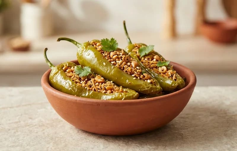 Bharela Marcha with Bajra Rotlo - Recipe 1