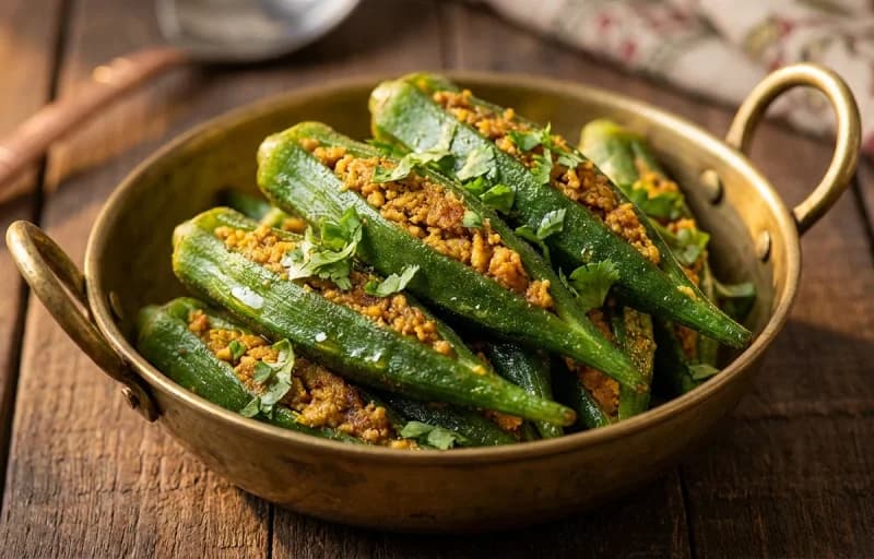 Bharwa Bhindi, Phulka and Panchmel Dal - Recipe 1