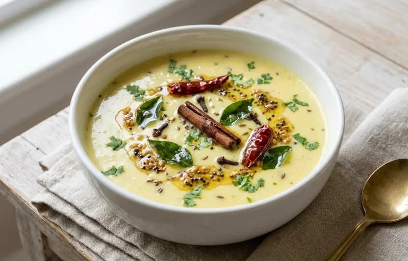 Bhatia Kadhi, Steamed Basmati Rice and Roasted Papad - Recipe 1