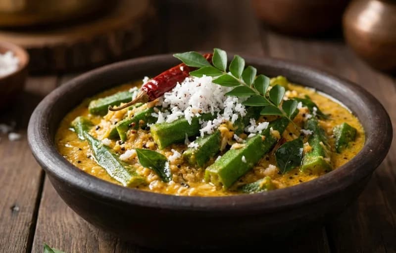 Bhendi Kairas with Steamed Basmati Rice - Recipe 1