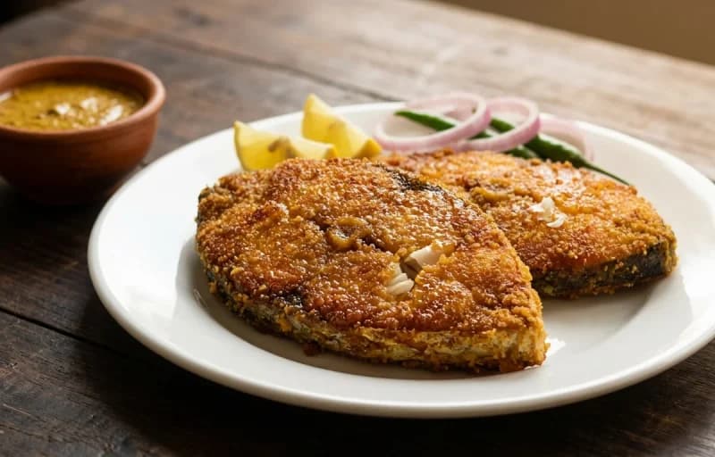 Bhetki Fish Fry, Bengali Kasundi and Onion Salad - Recipe 1