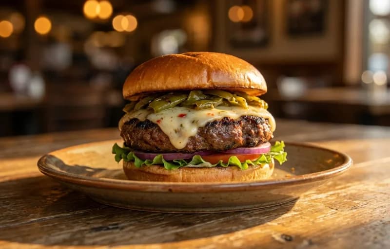 Bison Burger with Green Chile with Sweet Potato Fries - Recipe 1