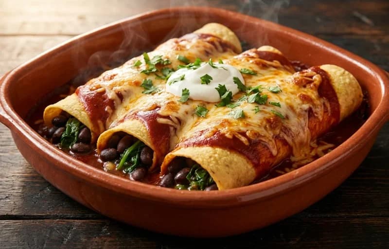 Black Bean and Spinach Enchiladas with Cilantro Lime Rice - Recipe 1