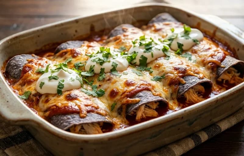 Blue Corn Chicken Enchiladas, Pinto Beans and Calabacitas - Recipe 1