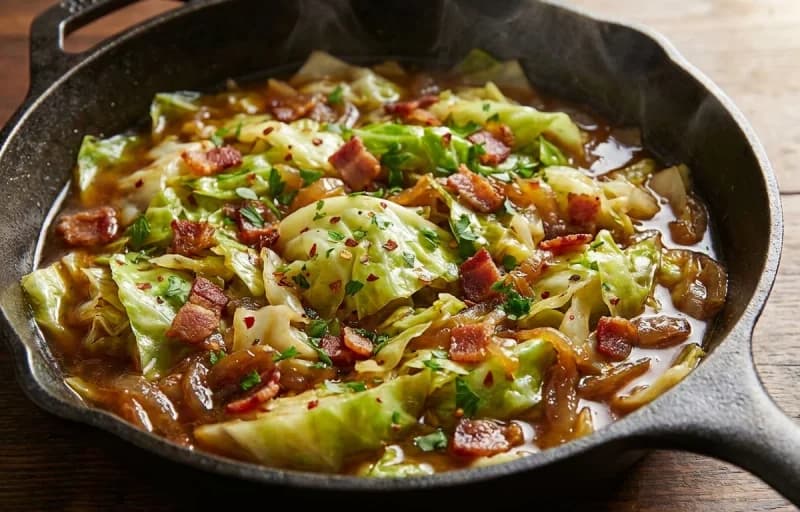 Smoked Bratwurst, Braised Cabbage with Bacon and Apple Slices - Recipe 2