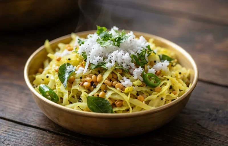 Cabbage Foogath with Puran Poli - Recipe 1