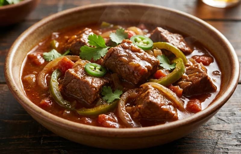 Carne Guisada, Spanish Rice, Tex-Mex Refried Beans and Flour Tortillas - Recipe 1