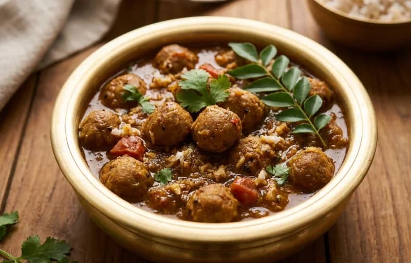 Steamed Basmati Rice, Chettinad Soya Chunks Curry and Carrot Poriyal - Recipe 2