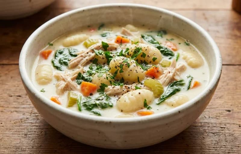 Chicken and Gnocchi Soup with Garlic Breadsticks - Recipe 1