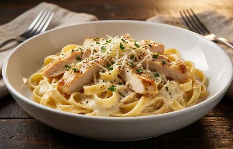 Chicken Fettuccine Alfredo with Garlic Bread - Recipe 1