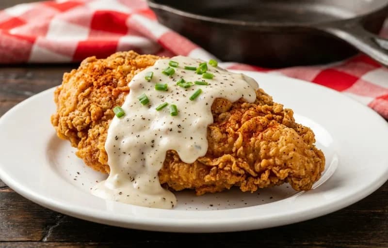 Chicken Fried Chicken, Mashed Potatoes, Country Gravy and Corn on the Cob - Recipe 1