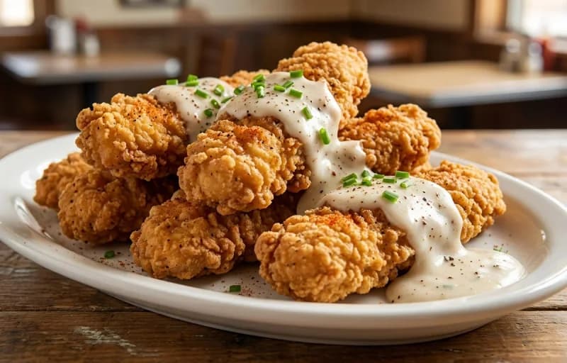 Chicken Fried Steak Fingers, French Fries and Cream Gravy - Recipe 1