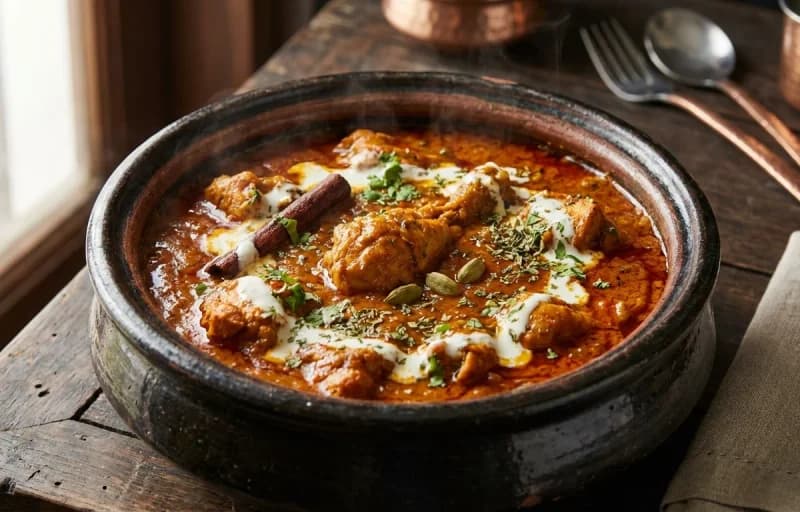 Chicken Handi, Tandoori Roti and Cucumber Raita - Recipe 1