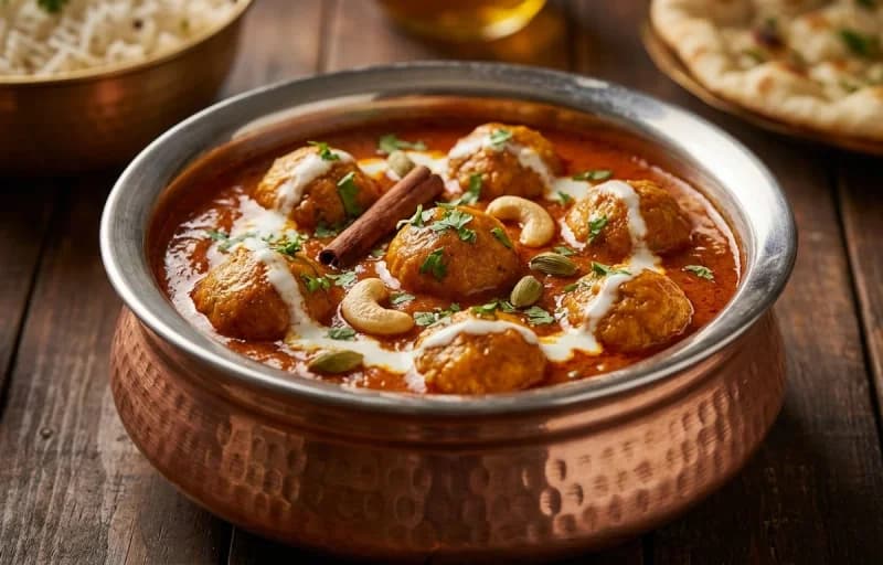 Chicken Kofta Curry, Jeera Rice and Roasted Papad - Recipe 1