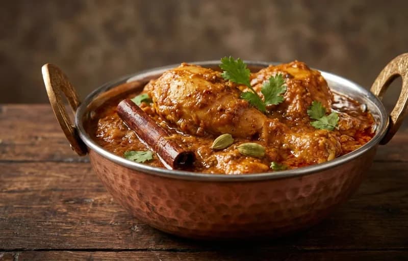 Laal Maas, Chicken Masala, Dal Tadka, Bajra Roti, Steamed Basmati Rice and Lehsun Chutney - Recipe 2