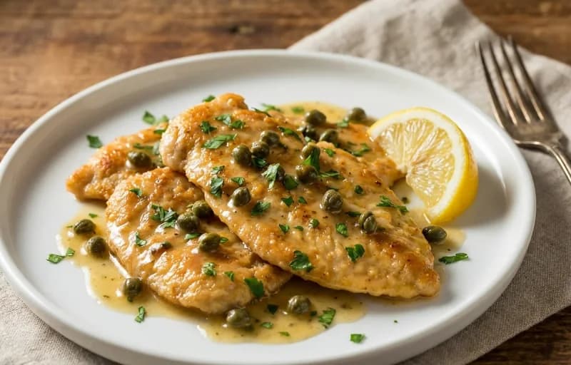 Chicken Piccata, Angel Hair Pasta with Tomato and Basil and Lemon Caper Sauce - Recipe 1