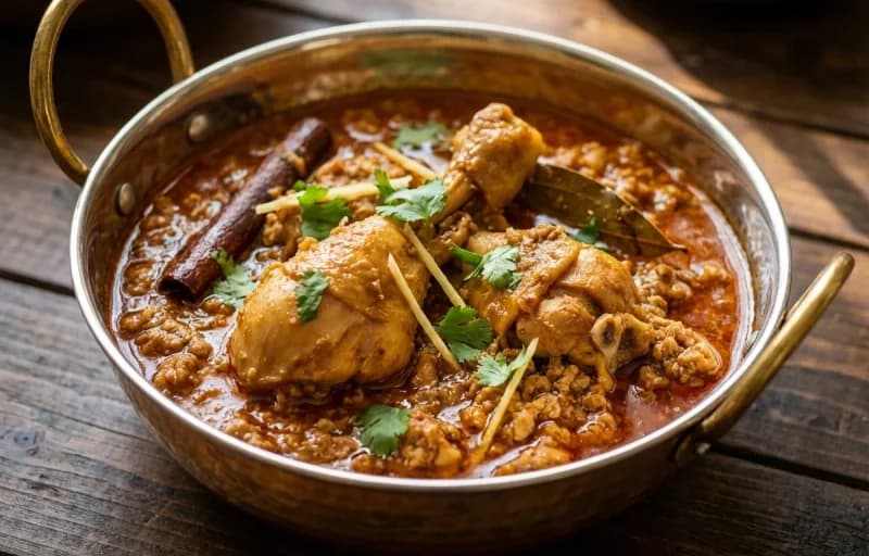 Chicken Rara, Tawa Roti and Mango Pickle - Recipe 1