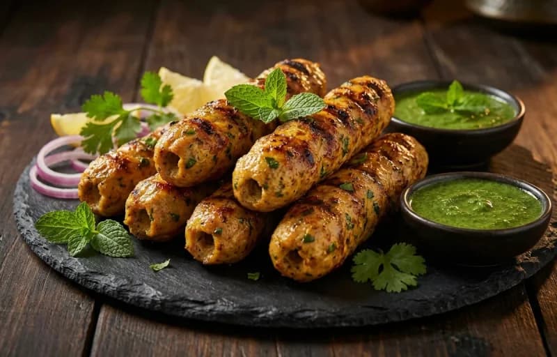 Chicken Seekh Kebab, Laccha Paratha, Dal Makhani and Mint Chutney - Recipe 1