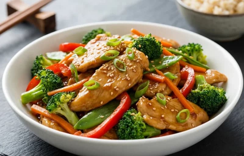 Chicken Stir-Fry with Mixed Salad