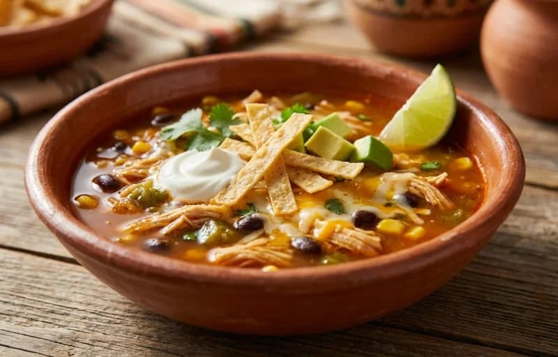 Chicken Tortilla Soup with Green Chiles with Chicken Quesadilla Triangles - Recipe 1