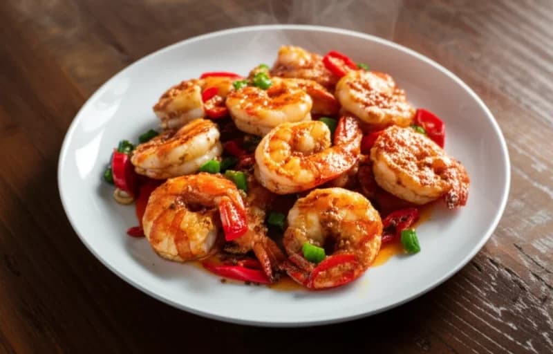 Chili Garlic Prawns with Steamed Rice - Recipe 1