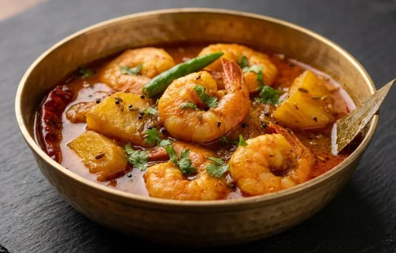 Chingudi Jhola, Bihari Arna and Aloo Bhaja - Recipe 1