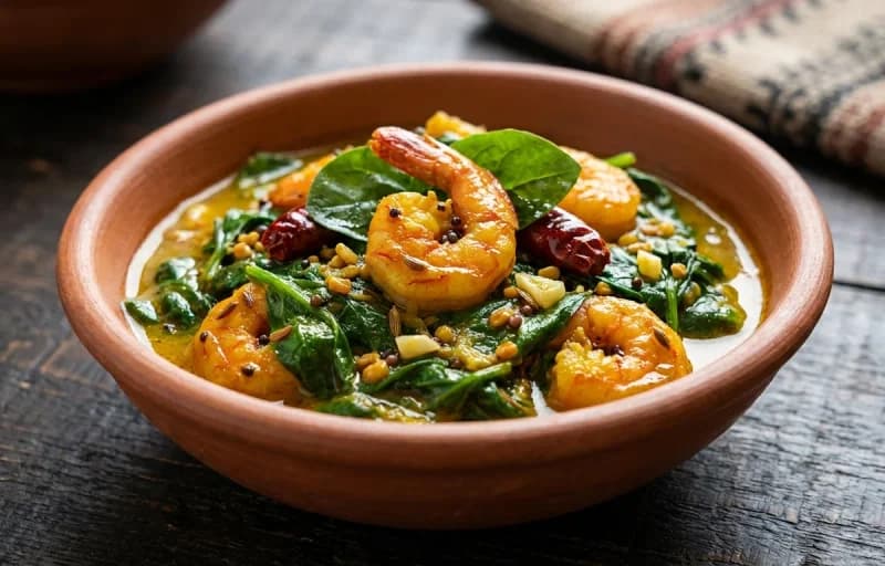 Chingudi Saga Tarkari with Bhaja Bhaat - Recipe 1