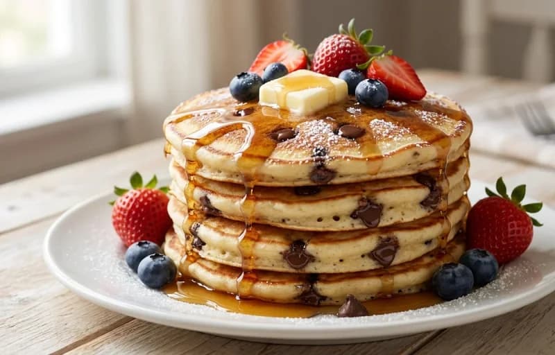 Chocolate Chip Pancakes with Pan-Fried Bacon Strips - Recipe 1