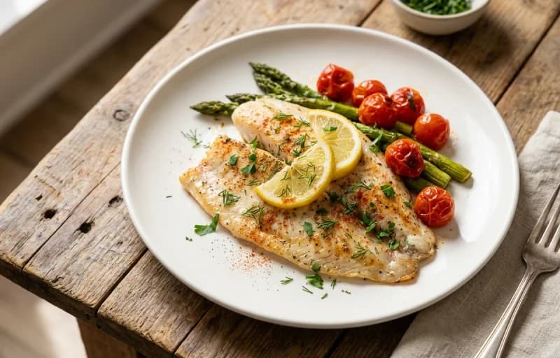 Baked Tilapia, Simple White Rice Pilaf and Sautéed Zucchini