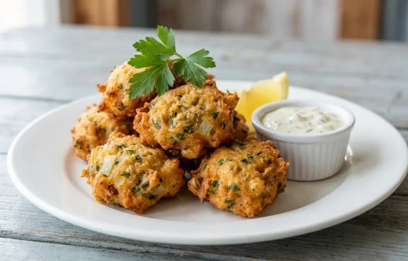 Clam Fritters, Eggless Tartar Sauce and Side Salad - Recipe 1